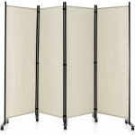 Paravent sparation pliant avec roulettes - cadre en mtal - idal pour maison, bureau, hpital, 225x173cm, ...