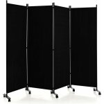 Paravent sparation pliant avec roulettes - cadre en mtal - idal pour maison, bureau, hpital, 225x173cm, ...