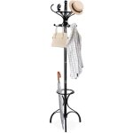 Goplus porte - manteau sur 3 pieds avec support parapluie, 2 niveaux et 12 crochets, 3 coulours, support ...