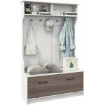 Goplus - portemanteaux pour entre, meuble entre avec banc, armoire de rangement, 5 crochets doubles, ...