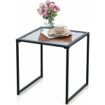 Goplus table basse carr�e avec plateau en verre tremp� de 43 cm - int�rieure et ext�rieure - cadre en ...