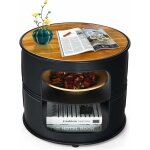 Goplus table basse ronde � 3 niveaux, table en forme de tonneau, table d?appoint en m�tal et bois, table ...