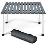 Goplus - table de camping pliable en bois, table pique - nique enroulable avec sac de transport, charge ...