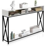 Table console style industriel, 120px23l x79hcm, avec 3 étagère ouverte, cadre en fer, table d'appoint, ... Table console style industriel, 120px23l x79hcm, avec 3 étagère ouverte, cadre en fer, table d'appoint, ...