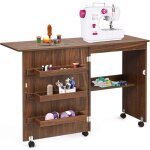 Goplus table de couture pliante - 3 bacs + 1 etag�re - roulettes verrouillables - portes magn�tiques ...