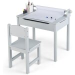 Goplus - table enfant avec chaise 3 + ans - table  dessin enfant avec rouleau du papier - bureau d'criture ...