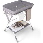 Goplus - table  langer bb pliante, commode  langer rglable en 3 hauteurs avec roues verrouillables, ...