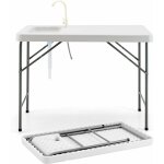 Goplus table de nettoyage avec vier profond et robinet rotatif  360, table de camping avec carde en ...