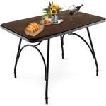 Table de salle a manger avec plateau de table spacieaux, cadre en tuyau de fer, mdf, pieds reglables, ...