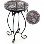 Goplus table support pour plantes en mosaque, avec plateau en carreaux, cadre en mtal, 30x30x50 cm, ...