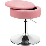 Tabouret de coiffeuse avec espace de rangement - pivotante � 360� - hauteur r�glable de 51 - 66cm - couvercle ...