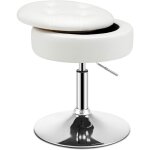 Goplus ? tabouret de coiffeuse r�glable 51 - 66 cm ? si�ge pivotant 360� ? rangement int�rieur 30x30 ...