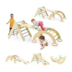 Triangle d'escalade enfants 6 en 1 goplus avec toboggan, rampe, �chelle - charge 50kg - aire de jeux ...