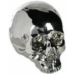 Out of the blue - tirelire t�te de mort argent�e