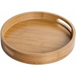 Plateau de service rond en bois avec poign�es, plateau d�coratif rond, en bambou naturel, plateau d�coratif ...