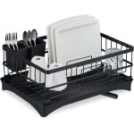 Gouttoir pour la vaisselle (assiettes, tasses, bols, etc), avec caniveau, hlp : 18 x 42 x 30 cm, noir ...