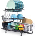 Gouttoir � vaisselle, �gouttoirs pliable � 3 �tages, support de s�chage � vaisselle en m�tal avec bec ...