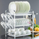 Sifree - gouttoir  vaisselle mtal rack 3 niveaux cuisine couverts tasse assiettes support vier gouttoir ...