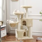 Msmask - grand arbre  chat stable avec grand griffoir en sisal, 2 grandes plateformes d'observation, ...