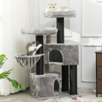 Msmask - grand arbre  chat stable avec grand griffoir en sisal, 2 grandes plateformes d'observation, ...