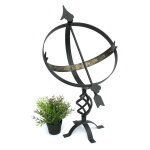 Grand cadran solaire de jardin mtal noir fer forg dcoration rsistant aux intempries 70 cm horloge ...