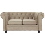 Cotecosy - grand canap 2 places chesterfield velours taupe