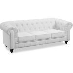 Grand canapé 3 places chesterfield blanc Grand canapé 3 places chesterfield blanc