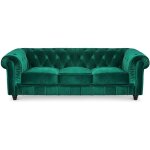Cotecosy - grand canapé 3 places chesterfield velours vert Cotecosy - grand canapé 3 places chesterfield velours vert