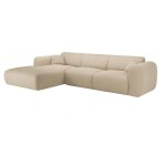 Vente - unique ? canap� d'angle gauche 5 places en velours c�tel� beige ? m�ridienne spacieuse ? garnissage ...
