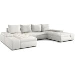 Les tendances - canap panoramique convertible tino en simili cuir avec rangement - blanc