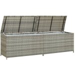 Le poisson qui jardine - grand coffre de jardin gris polyrotin 200 x 50 x 60 cm. rangement facile et ...