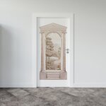 Plage - grand d�cor panoramique d�coup�, trompe l'oeil arche antique, vue sur nature, 160 cm x 80 cm