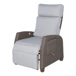 Grand patio fauteuil relax inclinable en rotin pe, avec table basculante et coussin, cadre en aluminium, ...