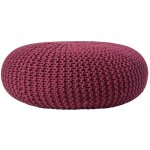 Homescapes - grand pouf rond tress en tricot - prune