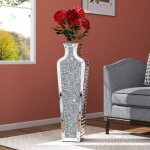 Grand vase sur pied - vase miroir de luxe 3d68cm avec dcoration en diamant, style couloir de mode art ...