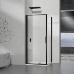 Grand verre - cabine de douche � ouverture int�rieure et ext�rieure en verre 6mm transparent profil�s ...