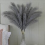 Rwoythk ? bouquet de fleurs plume grande herbe de pampa gris faux 70cm ? 5 tiges extra moelleuses ? d�coration ...