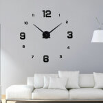 Grande horloge murale 3d silencieuse, pendule murale moderne design, mtallique sans cadre minimaliste ...