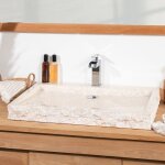 Grande vasque 70cm à poser rectangle en pierre marbre cosy crème Grande vasque 70cm à poser rectangle en pierre marbre cosy crème