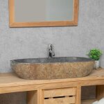 Wanda collection ? vasque en galet de rivi�re 80cm ? longueur 80 - 90 cm ? largeur 30 - 45 cm ? hauteur ...