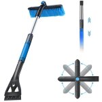 Grattoir � glace 2 en 1 pour voiture avec balai, grattoir � glace et fouet, t�te de brosse � 360�, poign�e ...