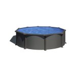 Gre - kit piscine hors sol acier ronde grise anthracite - �370 x h122 (livr�e avec filtre a sable + �chelle) ...