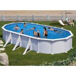 Gre - piscine acier blanc atlantis ovale 7, 44 x 3, 99 x 1, 32 m - gr