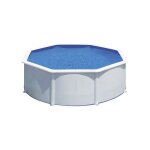 Gre - piscine hors sol acier ronde blanche - fidji - �370 x 122 cm contenance 10 102 l - filtration a ...