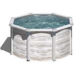 Kit piscine hors sol acier ronde finlandia aspect bois blanc - dimensions piscine: � 2, 60 x 1, 22 m