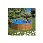 Gre - piscine ronde acier Ø4, 80m x h: 1, 22m - imitation bois - filtration à sable Gre - piscine ronde acier Ø4, 80m x h: 1, 22m - imitation bois - filtration à sable