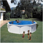 Gre ? piscine hors sol ronde en acier galvanis� 3, 70 m x 1, 22 m ? liner pvc trait� anti - uv ? volume ...