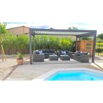 Green outside - pergola bioclimatique aliminium motorise gris sabl 15m actual xl 5x3m avec led intgr ...