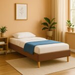 Gregory - solide et confortable sommier tapissier marron + pieds en 20 cm pour matelas en 90x190 - 13 ...
