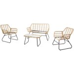 Concept - usine ? salon de jardin bas 4 places en r�sine aspect rotin ? table rectangulaire avec plateau ...